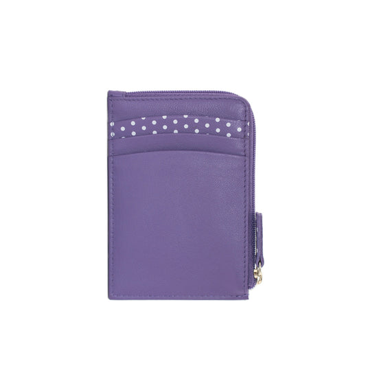 Moonflower Leather Card & Coin Bee Holder - Purple