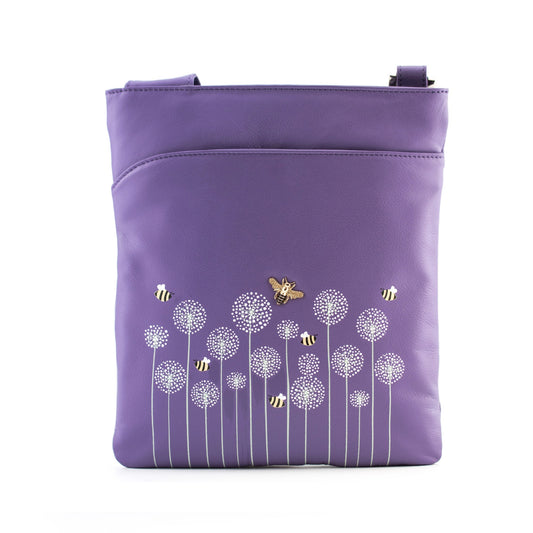Moonflower Slim Leather Crossbody - Purple