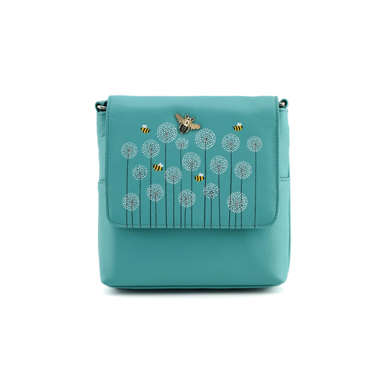 Moonflower Small Leather Cross Body - Turquoise