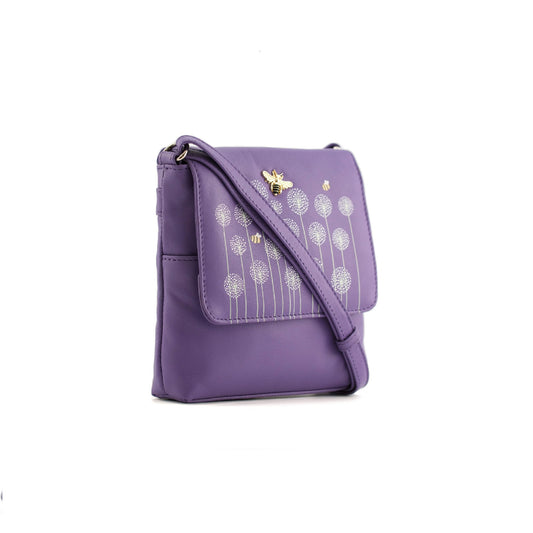 Moonflower Small Leather Cross Body - Purple