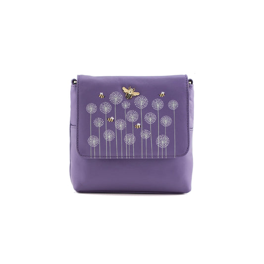 Moonflower Small Leather Cross Body - Purple