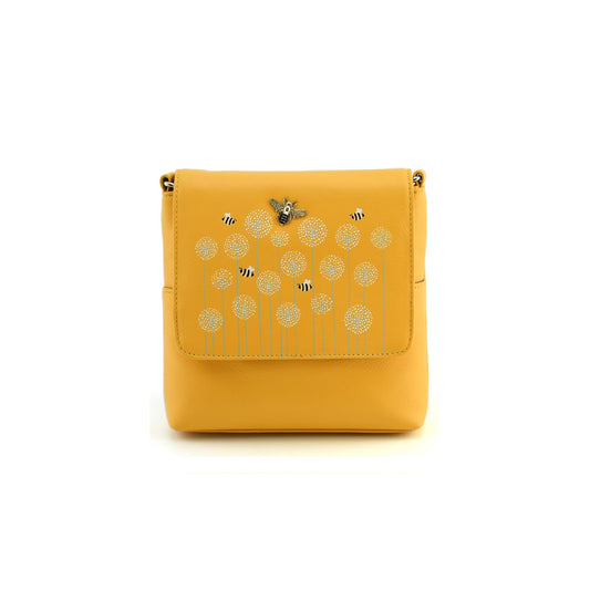 Moonflower Small Leather Cross Body - Yellow