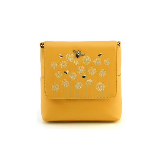 Moonflower Small Leather Cross Body - Yellow