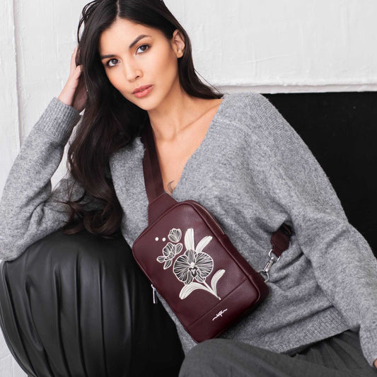 Orchid Sling Bag - Wine