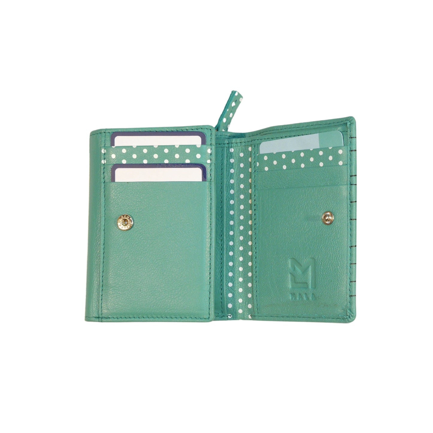 Moonflower Tri-Fold Leather Bee Purse - Turquoise