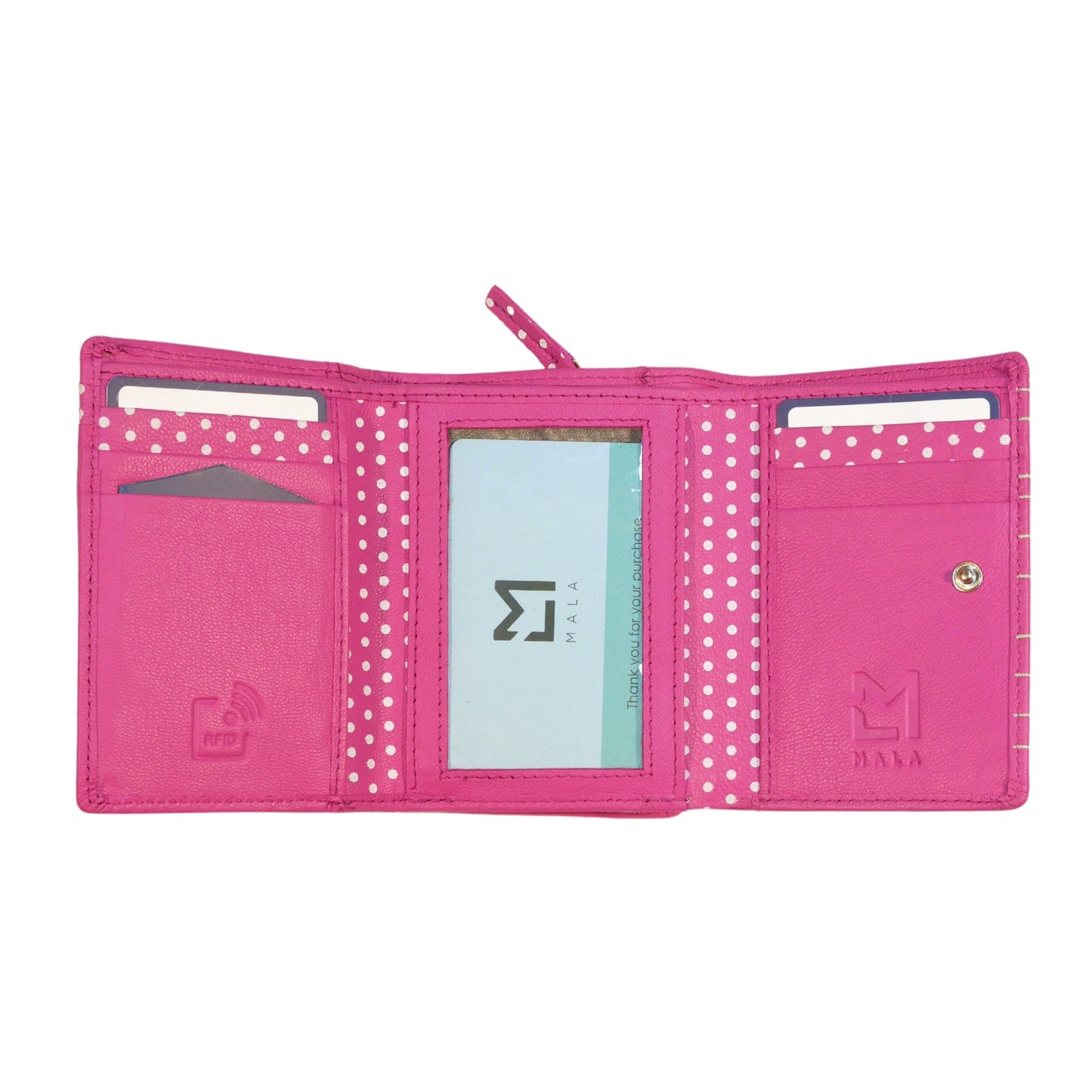 Moonflower Tri-Fold Leather Bee Purse - Pink
