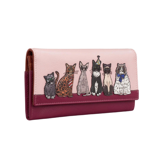 Party Cats Flap Over Leather Purse - Pink