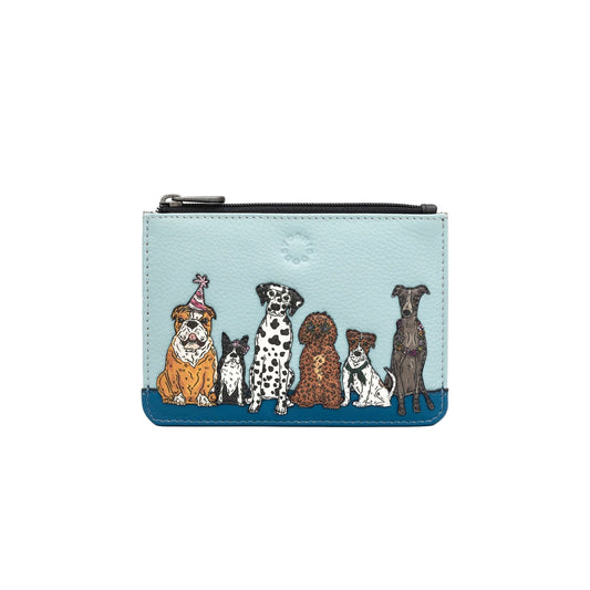 Party Dogs Card & Coin Leather Purse - Blue and Black