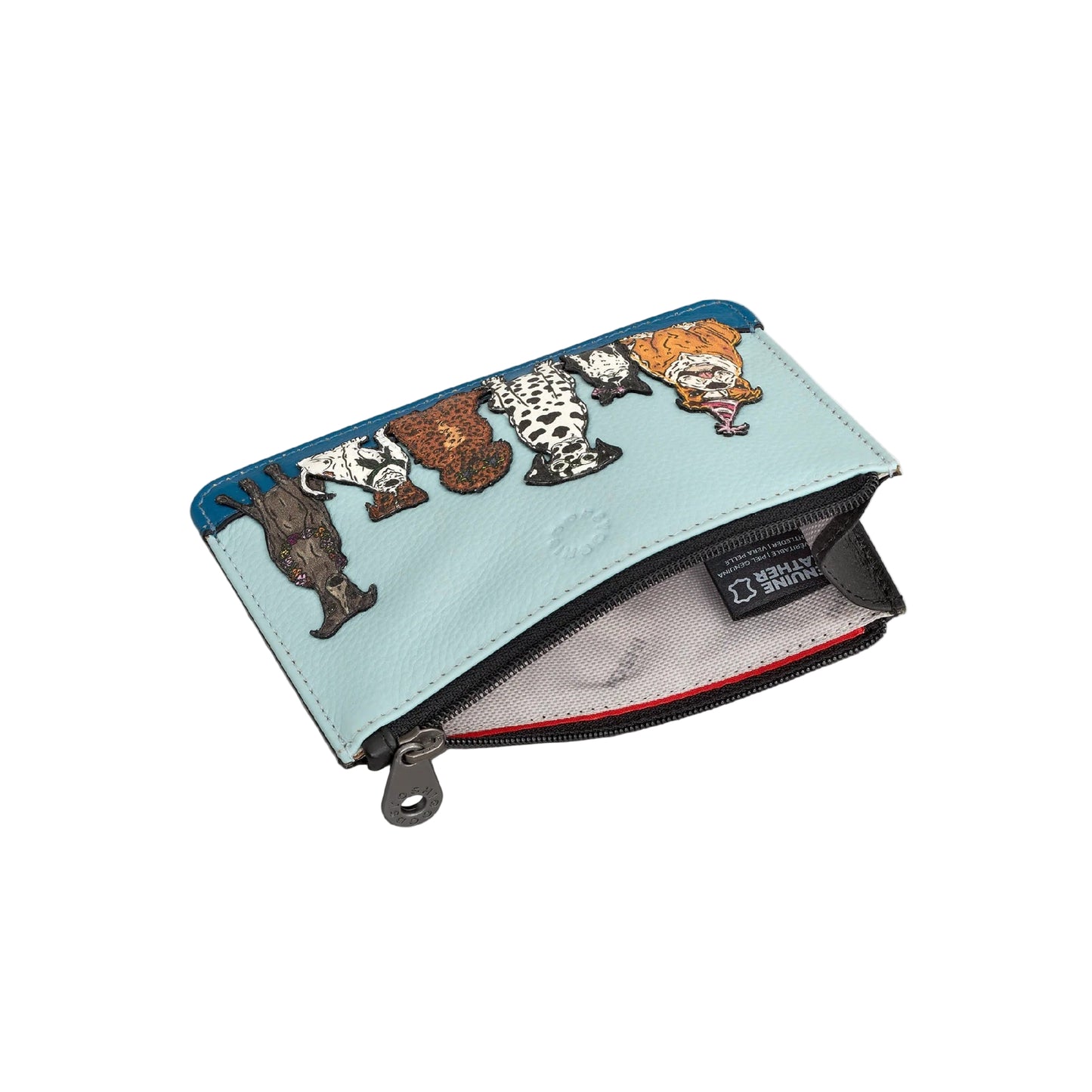 Party Dogs Card & Coin Leather Purse - Blue and Black