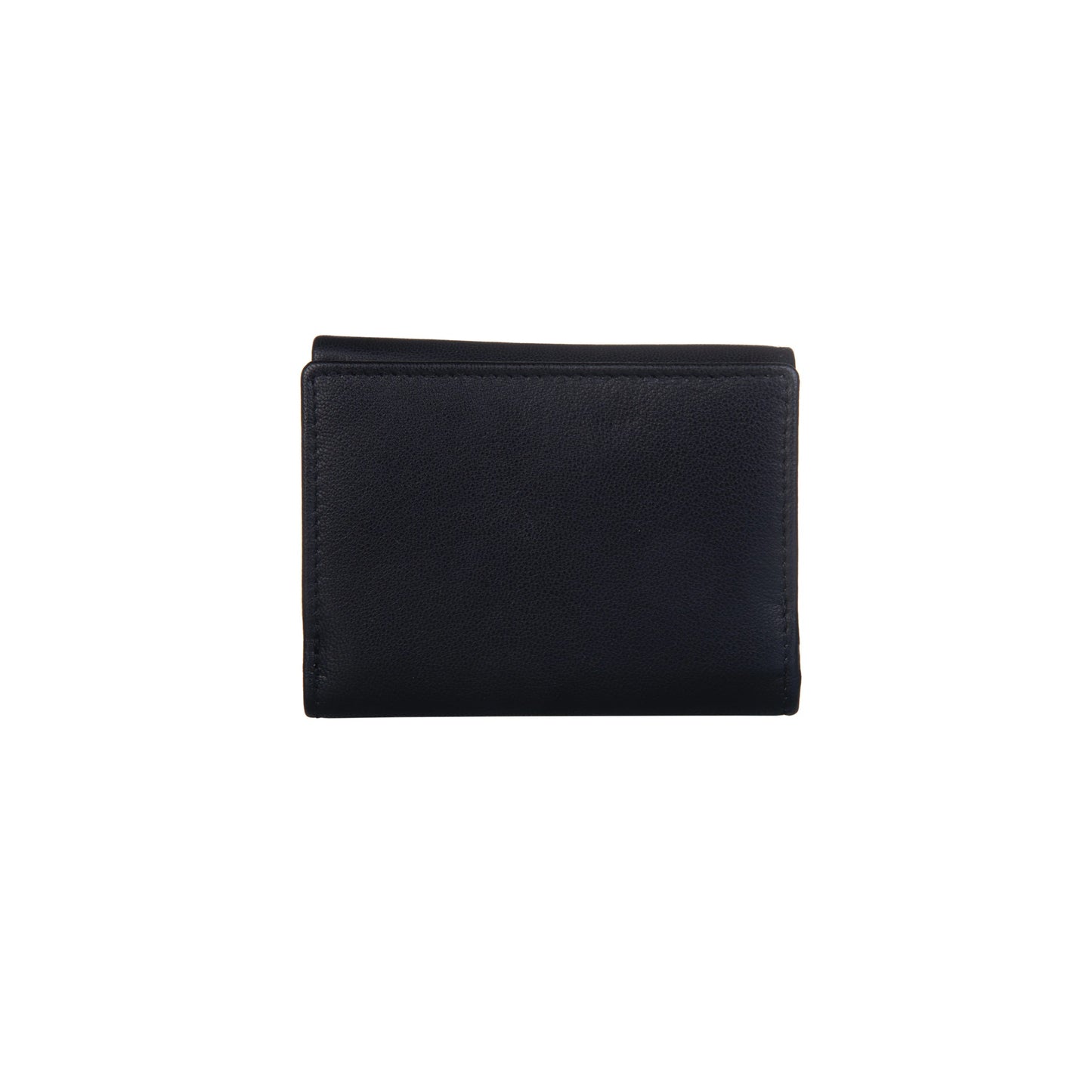 Peony Tri-Fold Leather Purse - Black