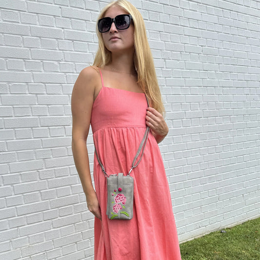 Peony Smartphone Pouch - Grey