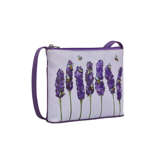 Bees Love Lavender Leather Crossbody Bag - Plum