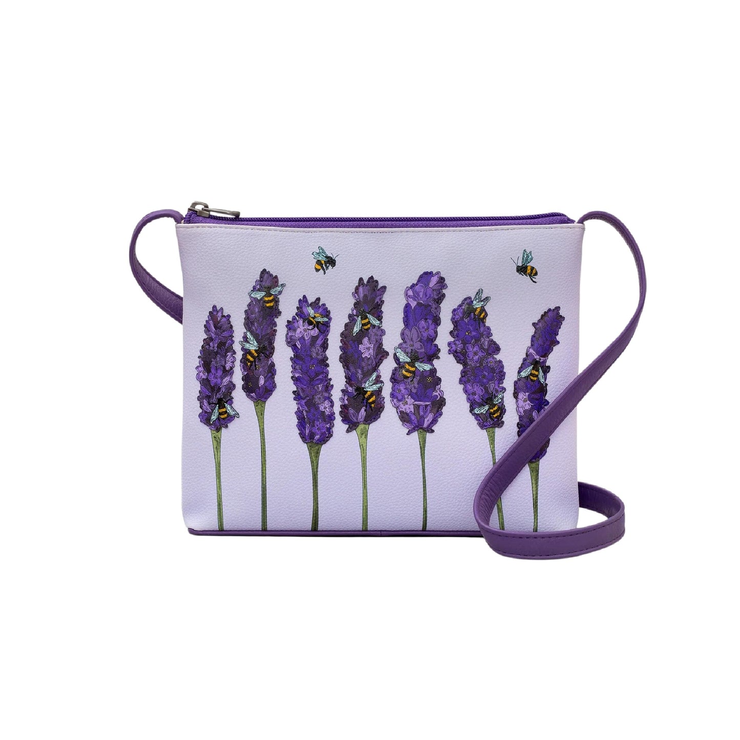 Bees Love Lavender Leather Crossbody Bag - Plum