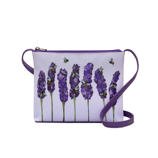 Bees Love Lavender Leather Crossbody Bag - Plum