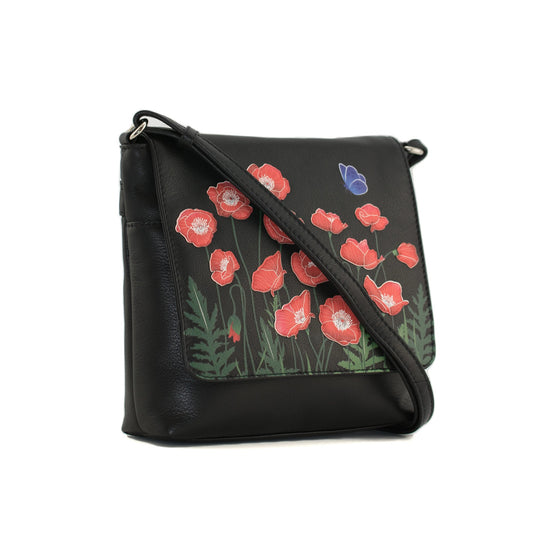 Poppy Leather Flap Crossbody Bag