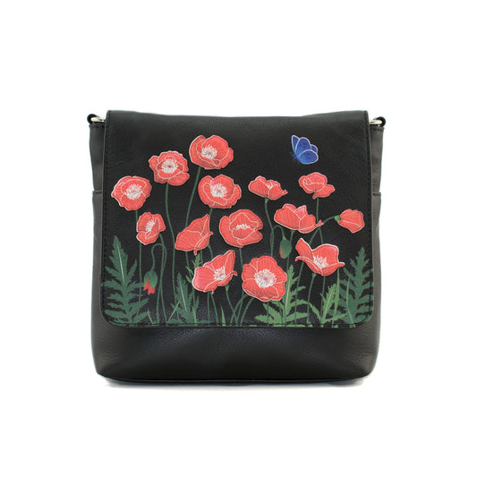 Poppy Leather Flap Crossbody Bag