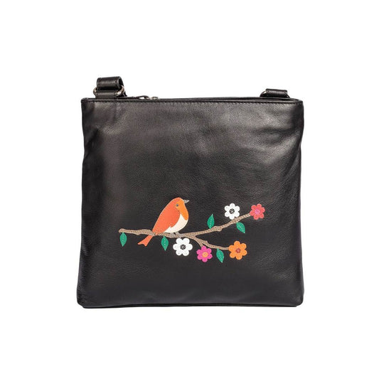 Robin Cross Body Leather Bag - Black