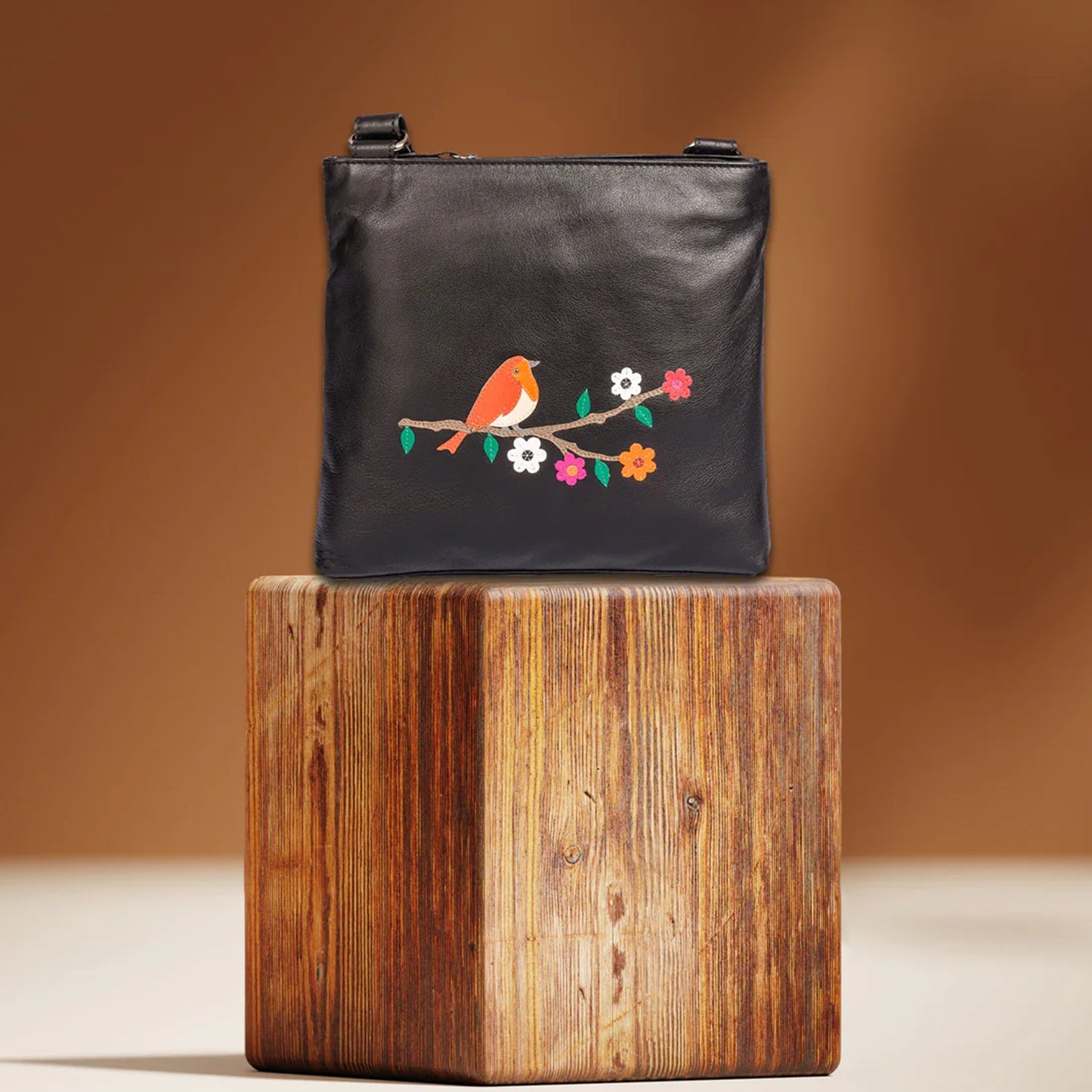 Robin Cross Body Leather Bag - Black