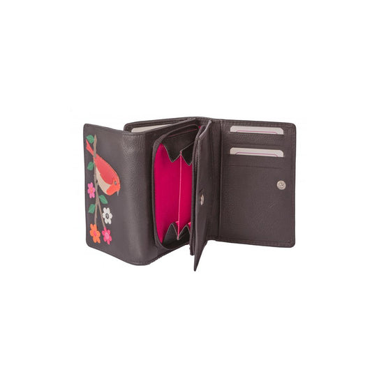 Robin Small Tri-Fold Leather Purse - Black