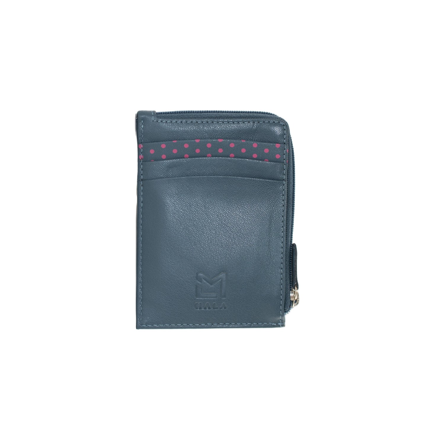 Sakura Card & Coin Leather Holder - Navy