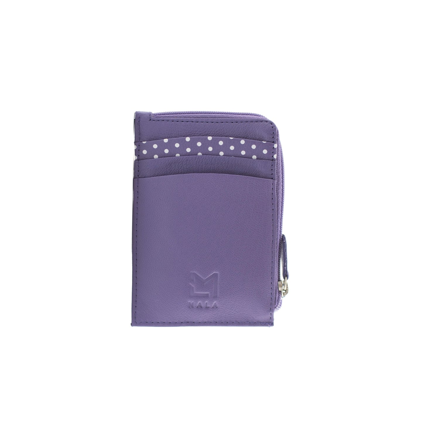 Sakura Card & Coin Leather Holder - Purple