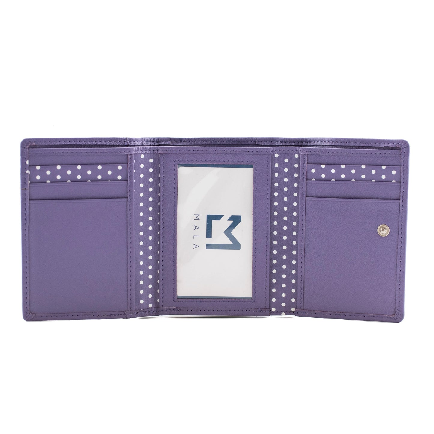 Sakura Small Tri-Fold Leather Purse - Purple