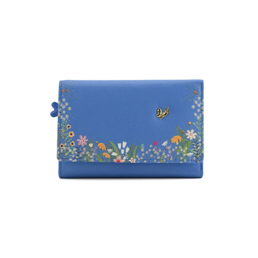 Shiloh Large Tri Fold Leather Purse - Blue