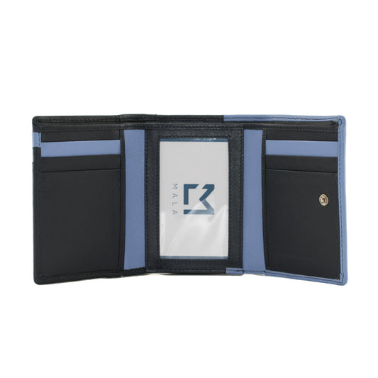 Snowdrop Tri-Fold Leather Purse - Blue