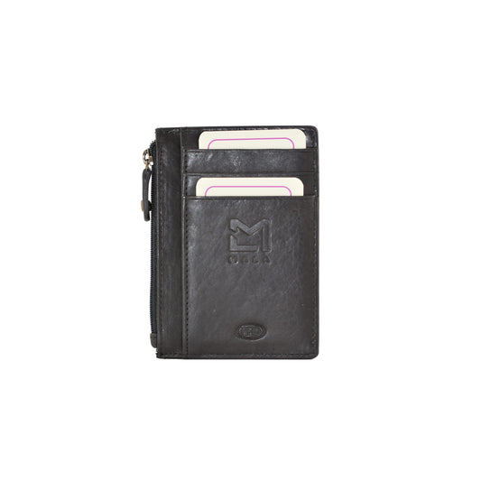 Steed Leather Card & Coin Purse - Black