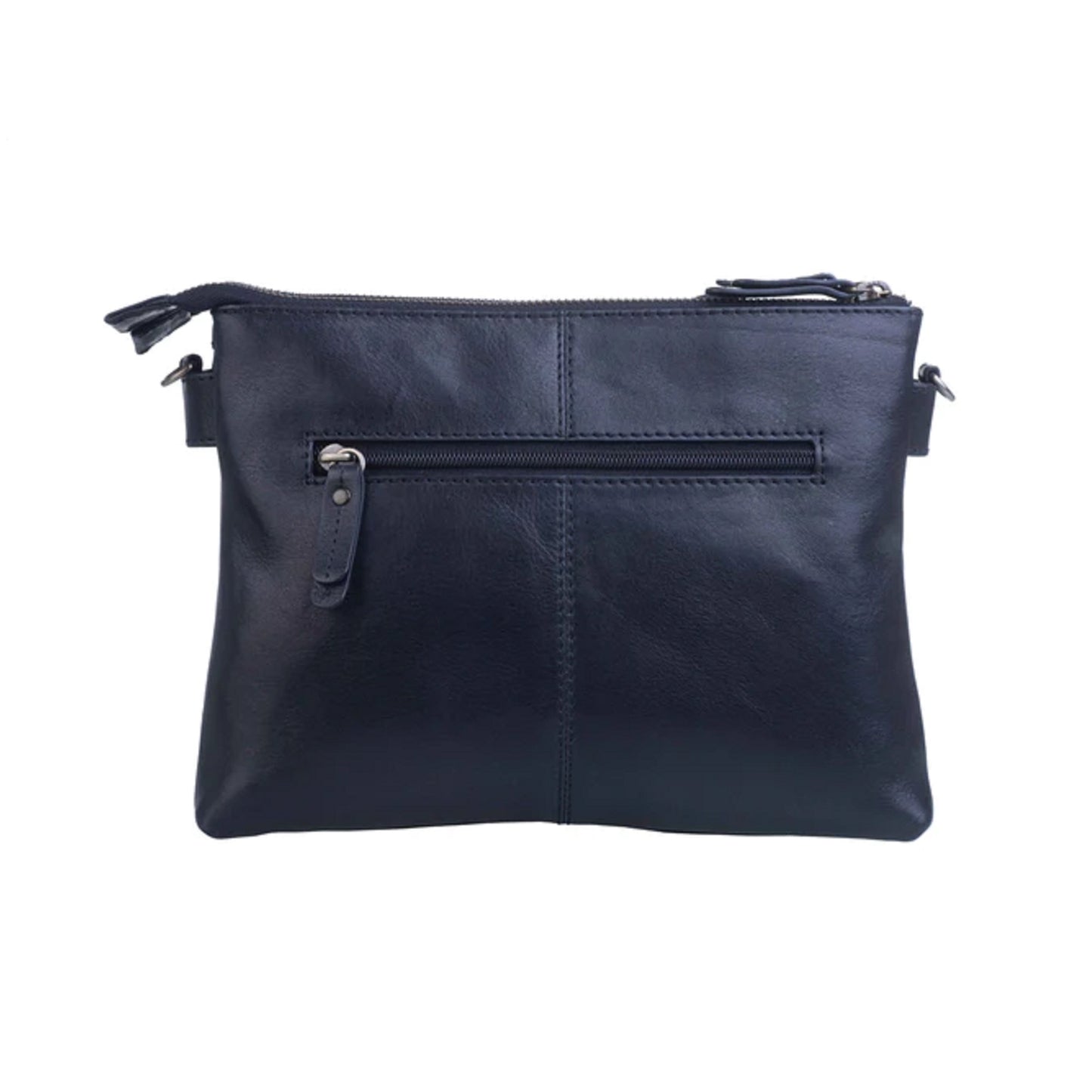 Steed Double Pocket Leather Bag - Black