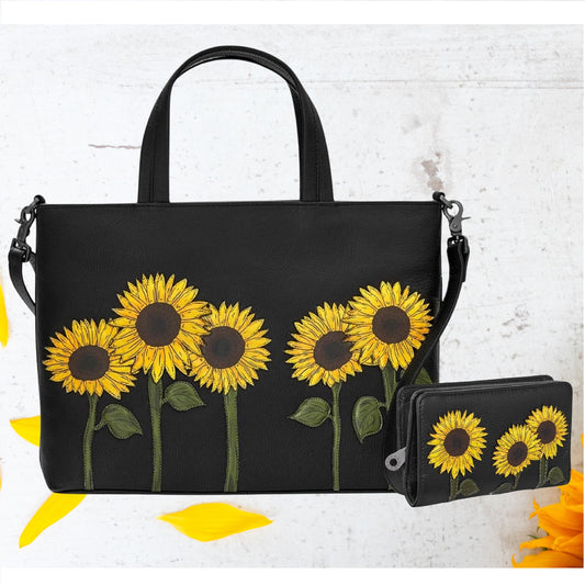 Sunflower Leather Grab Bag and Wallet Bundle