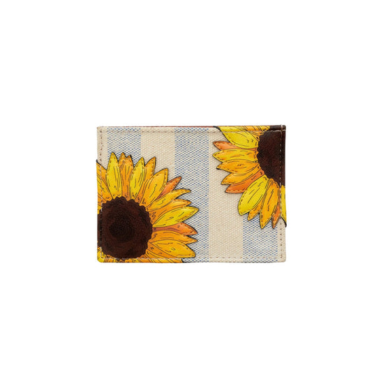 Sunflowers Bloom Card & Coin Leather Purse - Brown