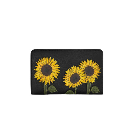 Sunflowers Oxford Leather Purse - Black