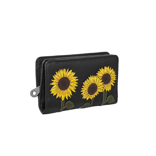 Sunflowers Oxford Leather Purse - Black