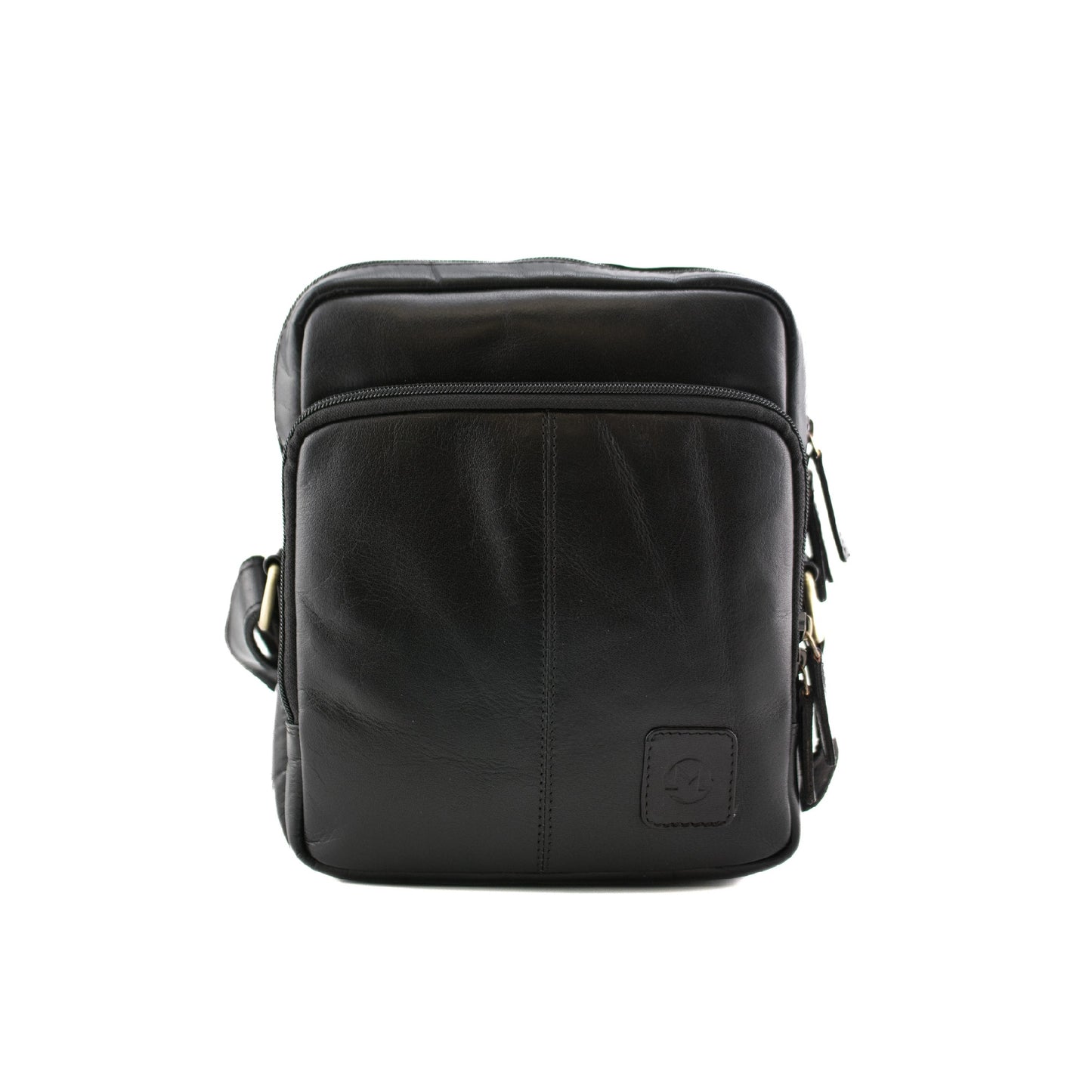 Toro 3 Zip Messenger Leather Bag - Black