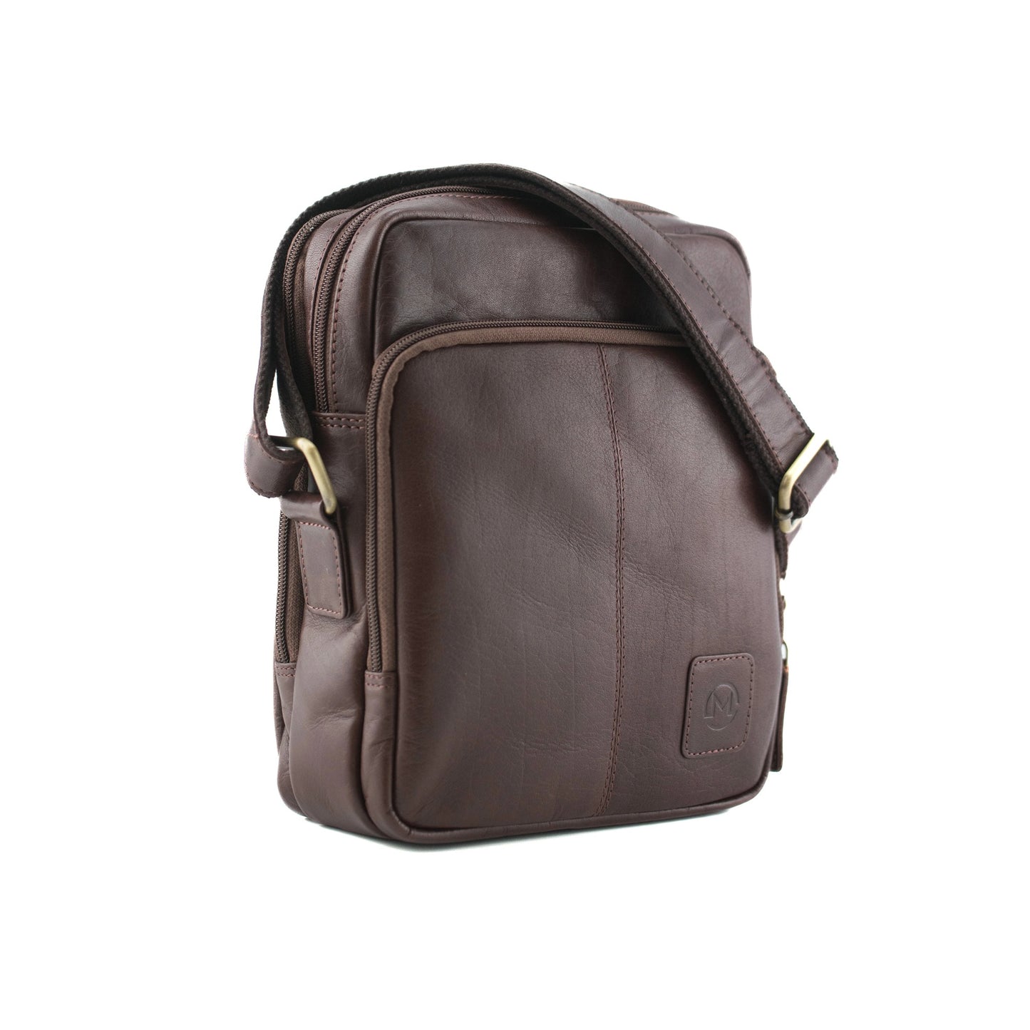 Toro 3 Zip Messenger Leather Bag - Brown