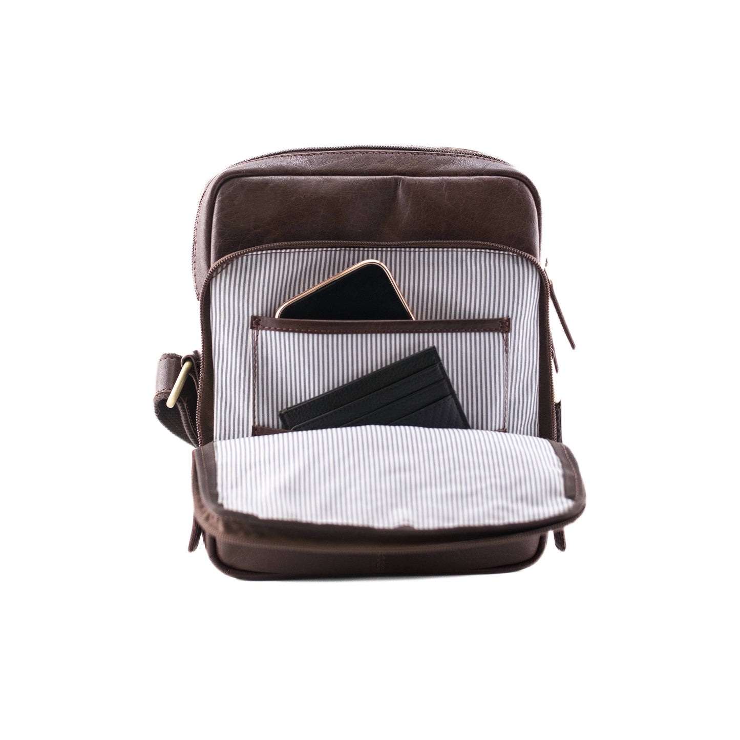 Toro 3 Zip Messenger Leather Bag - Brown