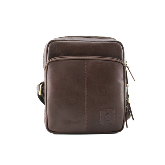 Toro 3 Zip Messenger Leather Bag - Brown