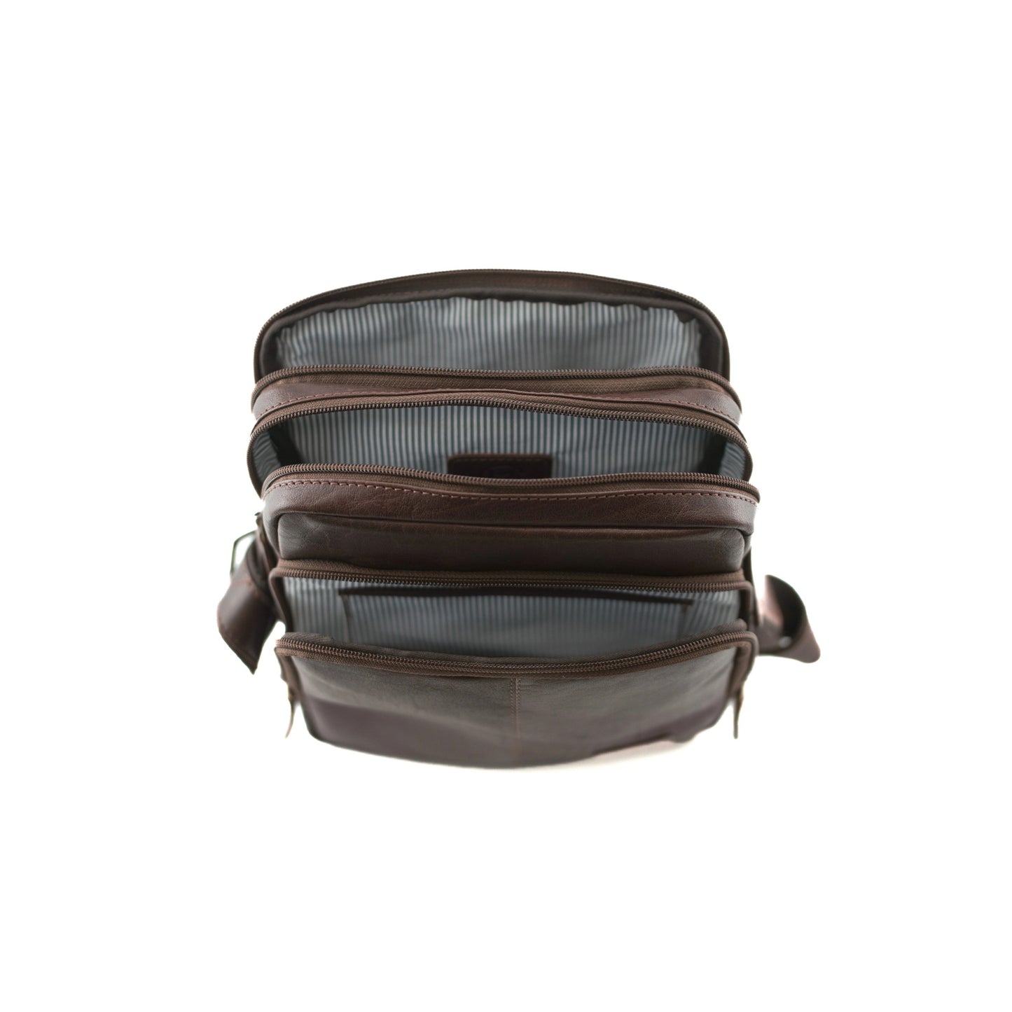 Toro 3 Zip Messenger Leather Bag - Brown