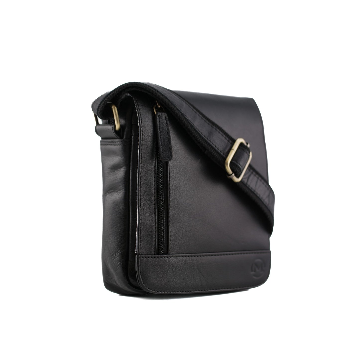 Toro Compact Flap Messenger Leather Bag - Black
