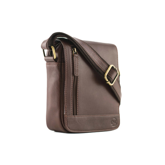 Toro Compact Flap Messenger Leather Bag - Brown