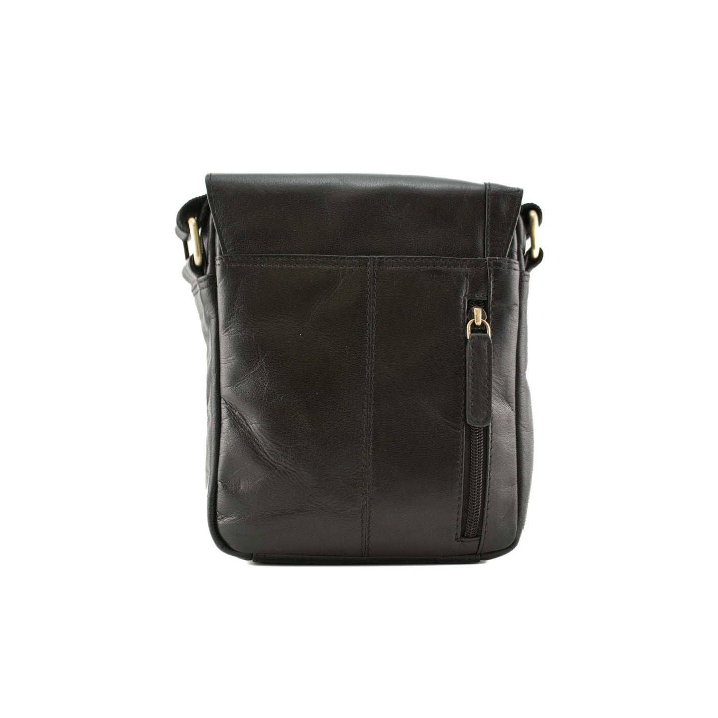 Toro Compact Flap Messenger Leather Bag - Black