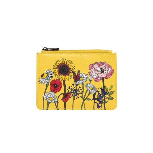 Buttercup Wildflowers Card & Coin Leather Purse - Yellow